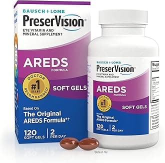 AREDS Eye Vitamins, #1 Eye Doctor Recommended Brand, Multivitamin with Copper, Vitamin A, C & E, Zinc Supplements, 120 Softgels