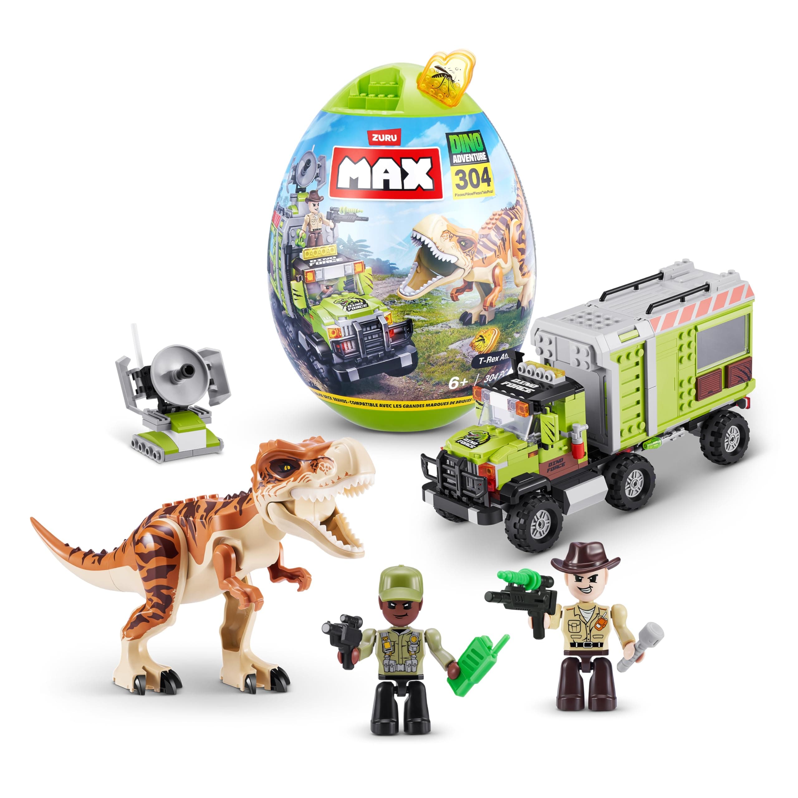 Dino Adventure T-Rex Attack (304 pieces) Building Bricks Toys For Kids 5+ Create Dinos Vehicles and More Unbox Discover