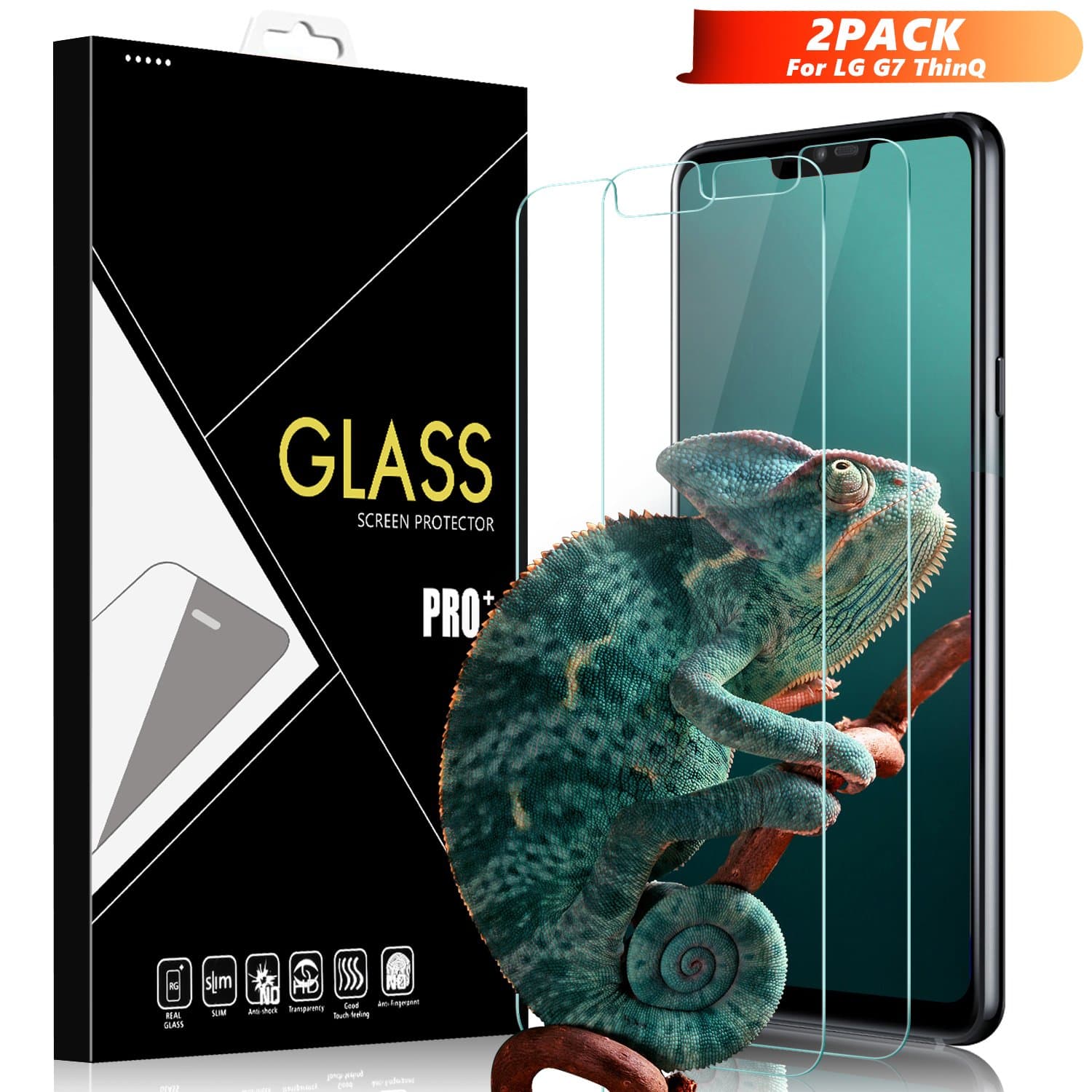 Yersan LG G7 ThinQ Screen Protector [2 Pack], Full Coverage HD Tempered Glass Anti-Scratch Bubble-Free Screen Protector for LG G7 ThinQ