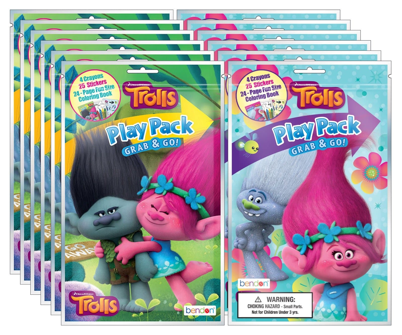 BendonBundle of 12 Trolls Grab & Go Play Packs