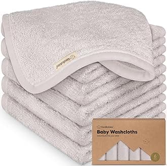 6-Pack Baby Washcloths - Soft Absorbent Viscose from Bamboo Wash Cloths for Babies, Kids, Toddlers, Infant, Newborn Bath Towels, Gentle on Sensitive Skin, 10x10 Reusable Face Towels (Heather)