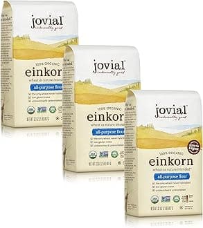 Jovial Organic Einkorn Unbleached All Purpose Flour - Bread Baking Flour for Sourdough, High Protein, Non-GMO, Organic Pizza & Pasta, European Italian, Glyphosate Free - 32 Oz, 3 Pack