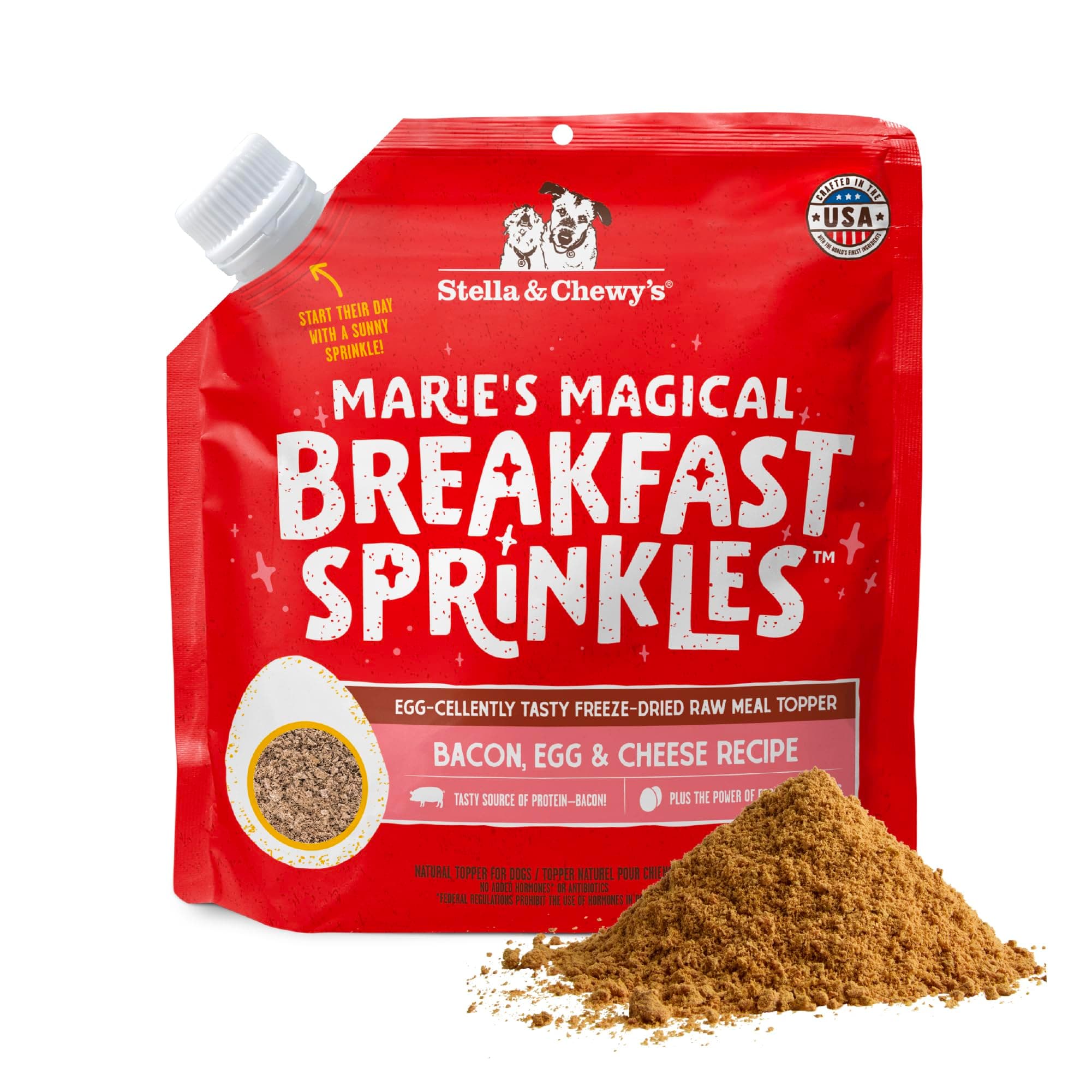Stella & Chewy's Marie's Magical Breakfast Sprinkles Freeze-Dried Raw Bacon, Egg & Cheese Recipe Grain-Free Dog Food Topper, 7-oz Bag
