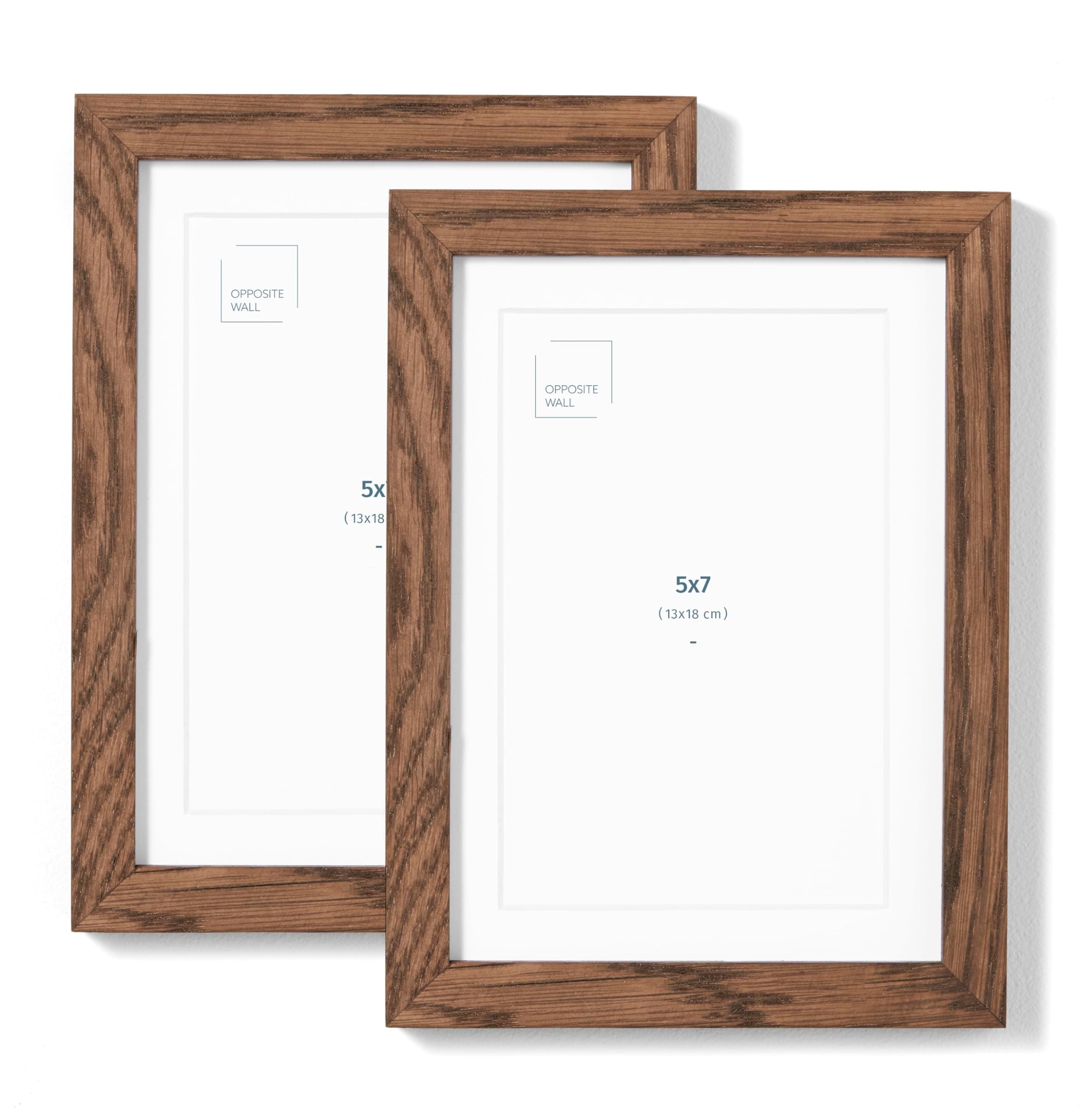 Set of 2 Dark Oak Solid Wood Picture Frame, 5x7 Inch Poster Frames with Mat, Picture Frame Wall and Tabletop Display