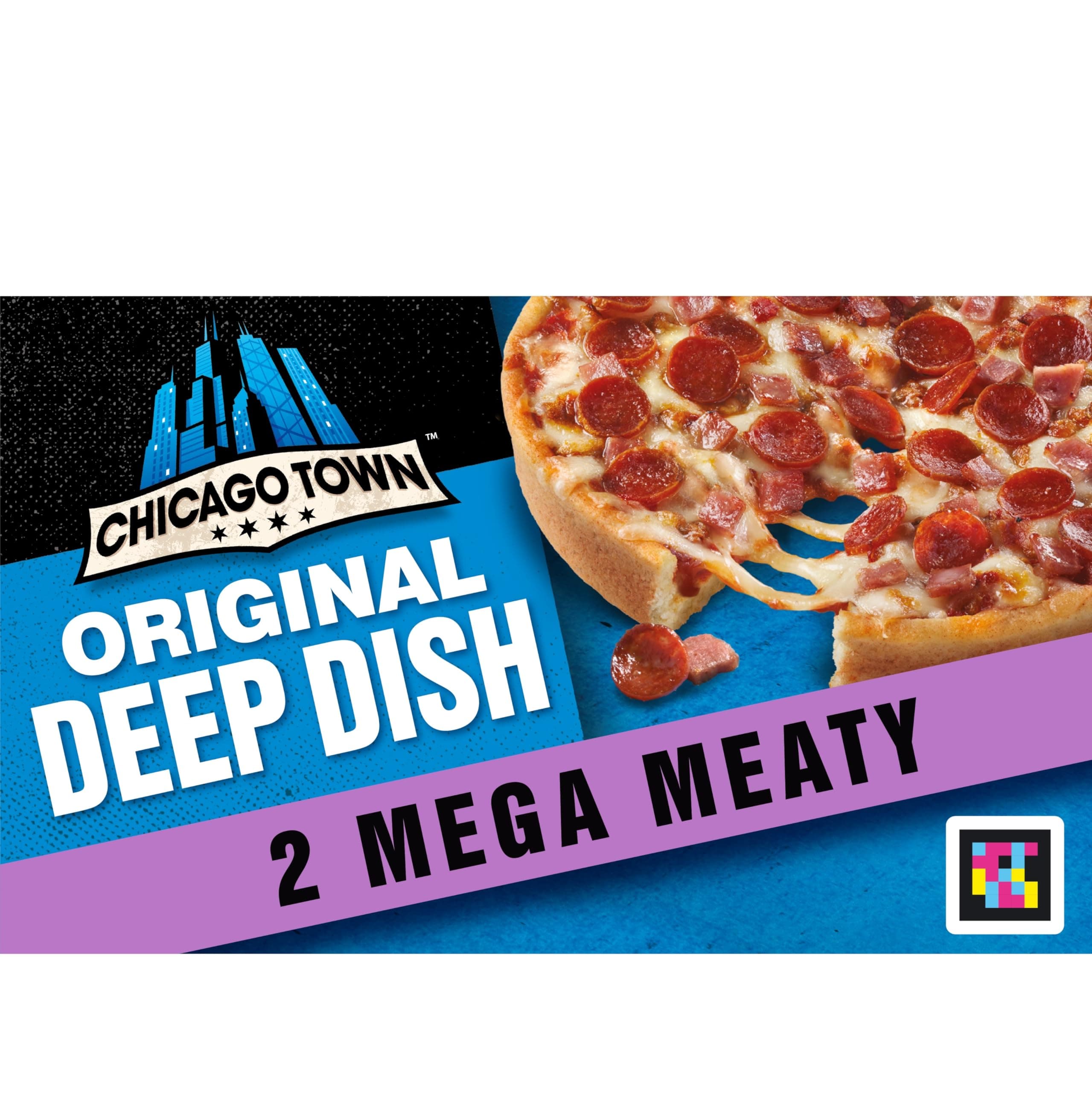2 Deep Dish Mega Meaty Pizzas, 2 x 157g (Frozen)