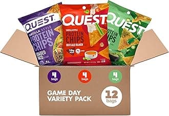 Nutrition Game Day Tortilla Style Protein Chips Variety Pack, Buffalo Ranch x4, Salsa Verde x4, Loaded Taco x4, 1.1 oz (Pack of 12)