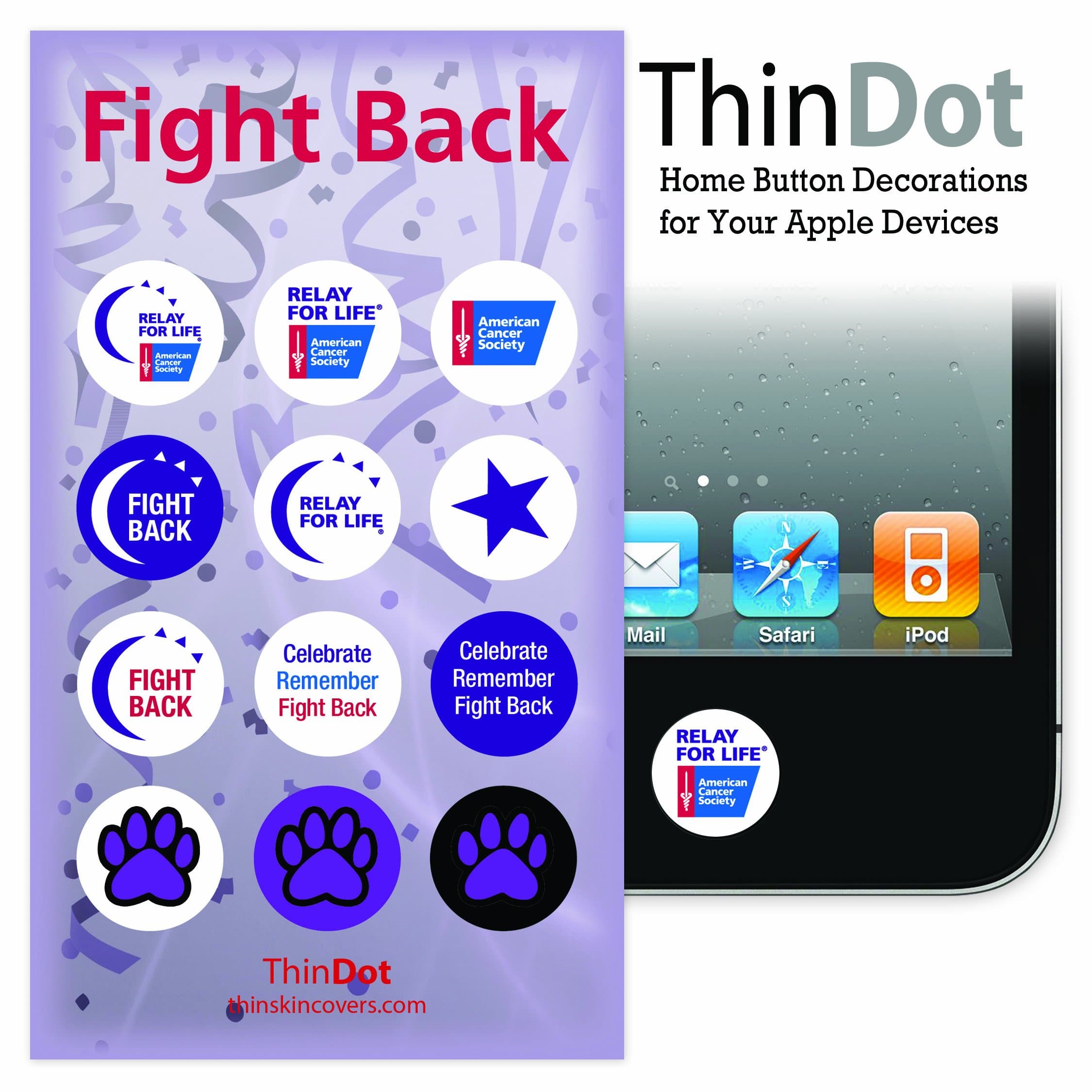 ThinDot Home Button Stickers for iPod/iPhone/iPad - FightBack