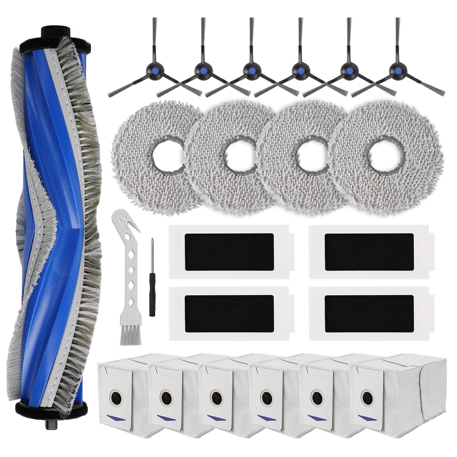 21 PCS Accessories Kit for ECOVACS Deebot T30 PRO OMNI/ T30 OMNI Robot Vacuum, Replacement Parts Main Brush, Side Brush, Filter, Mop pads, Dust Bag