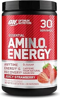 Optimum Nutrition Amino Energy - Pre Workout with Green Tea, BCAA, Amino Acids, Keto Friendly, Green Coffee Extract, Energy Powder - Juicy Strawberry Burst, 9.5 Ounce, 30 Servings (Packaging May Vary)