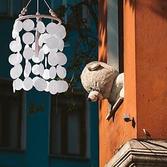 Capiz Shell Wind Chime for Outside, Sea Glass Wind Chimes, Seashell Windchimes Ourdoors, Unique Outdoor Boho Decor for Patio Garden Balcony Porch, 8.3" W X 23.6" H, Remmdan