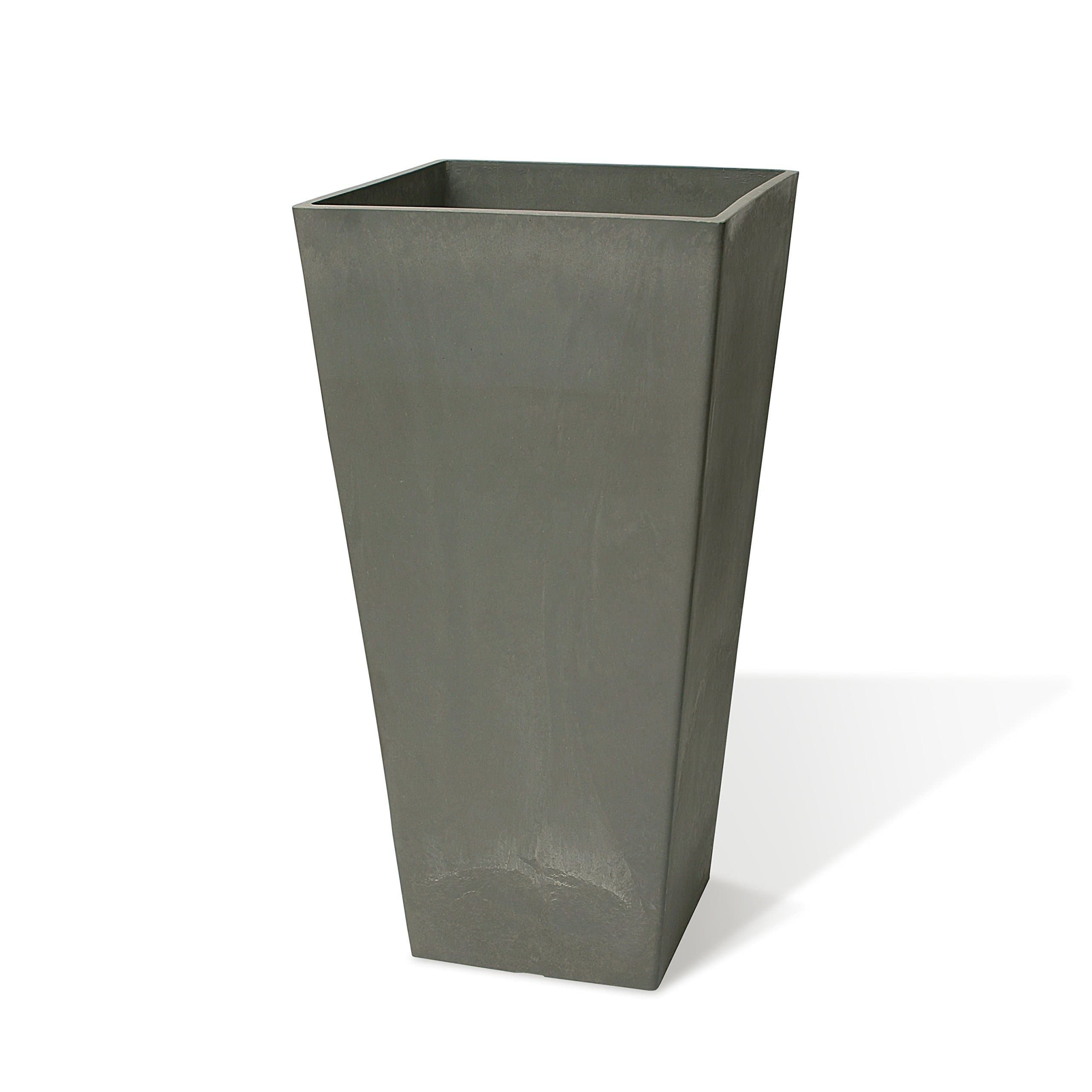 Algreen Valencia Square Planter, 14" X 24-Inch Height, Charcoal