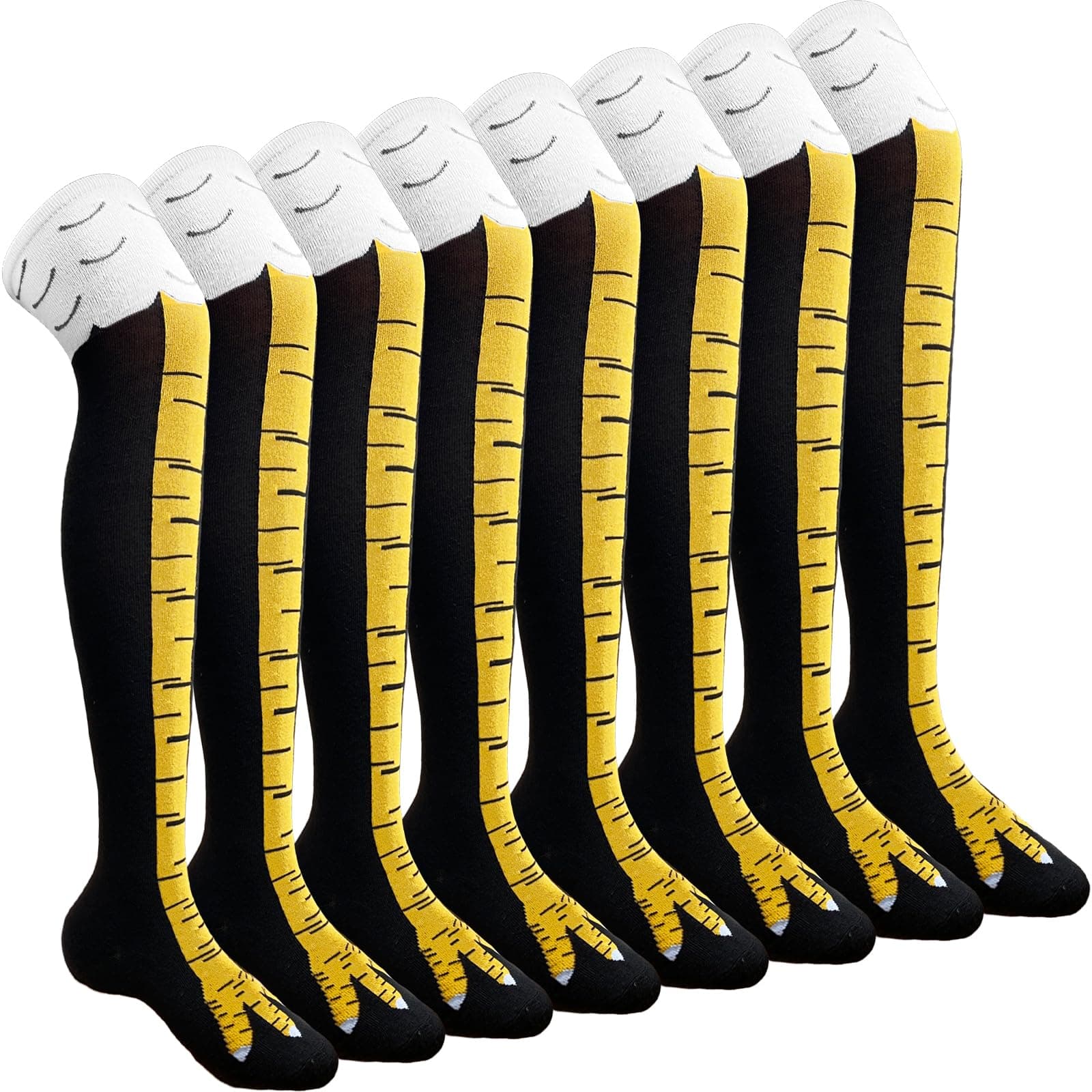 Xeehwb 4 Pair Funny Chicken Legs Socks,Novelty Knee-High Turkey Socks,3D Animal Paw Sock Funny Gifts for Birthday Party Thanksgiving & Christmas