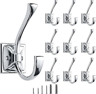 2 Pack Decorative Heavy Duty Towel Hooks for Hanging Robe Double Polished Chrome Coat Hooks Wall Mounted with Screws for Key, Towel, Bags, Cup, Hat
