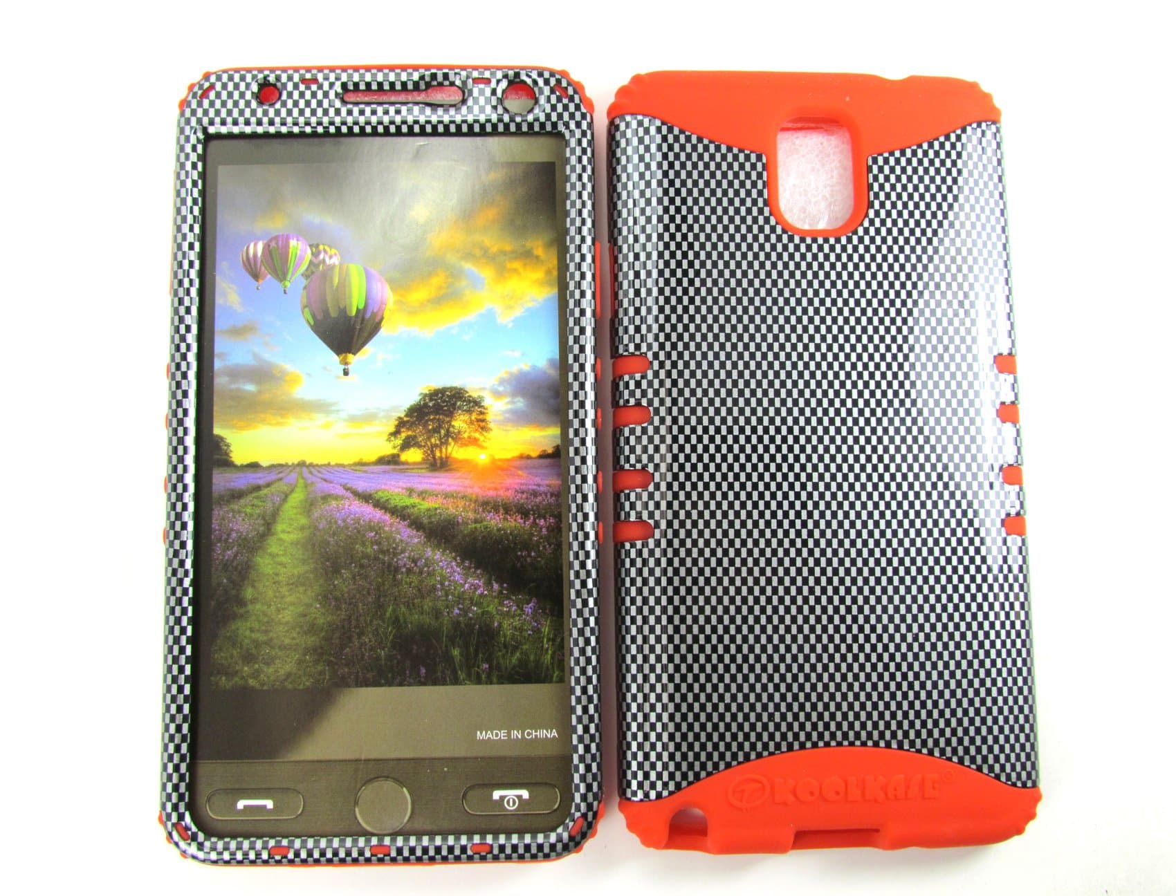 Samsung Galaxy Note 3, N900 Case Heavy Duty Cover High Impact Rocker Shock Resistant Defender Case Dual Layer Protection Cell-Tronics TM Soft Rubber Silicone Skin Red Carbon Fiber Checkered Black Gray