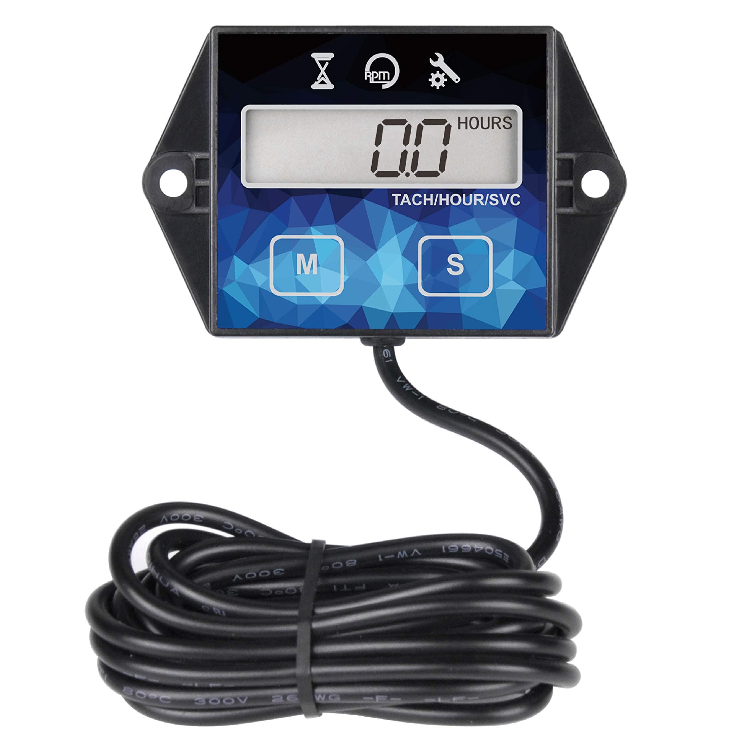 Runleader Digital Hour Meter Tachometer, Maintenance Reminder, Battery able, User Shutdown, Use for ZTR Lawn Mower Tractor Generator Marine Outboard ATV (HM011F)
