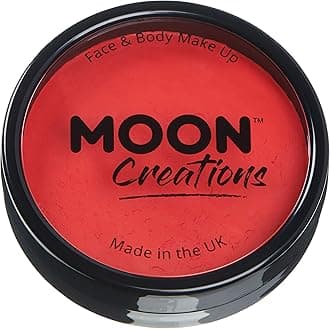 Moon Creations Pro Face & Body Paint Cake Pots Bright Red - Professional Water Based Face Paint Makeup for Adults, Kids - 1.26oz