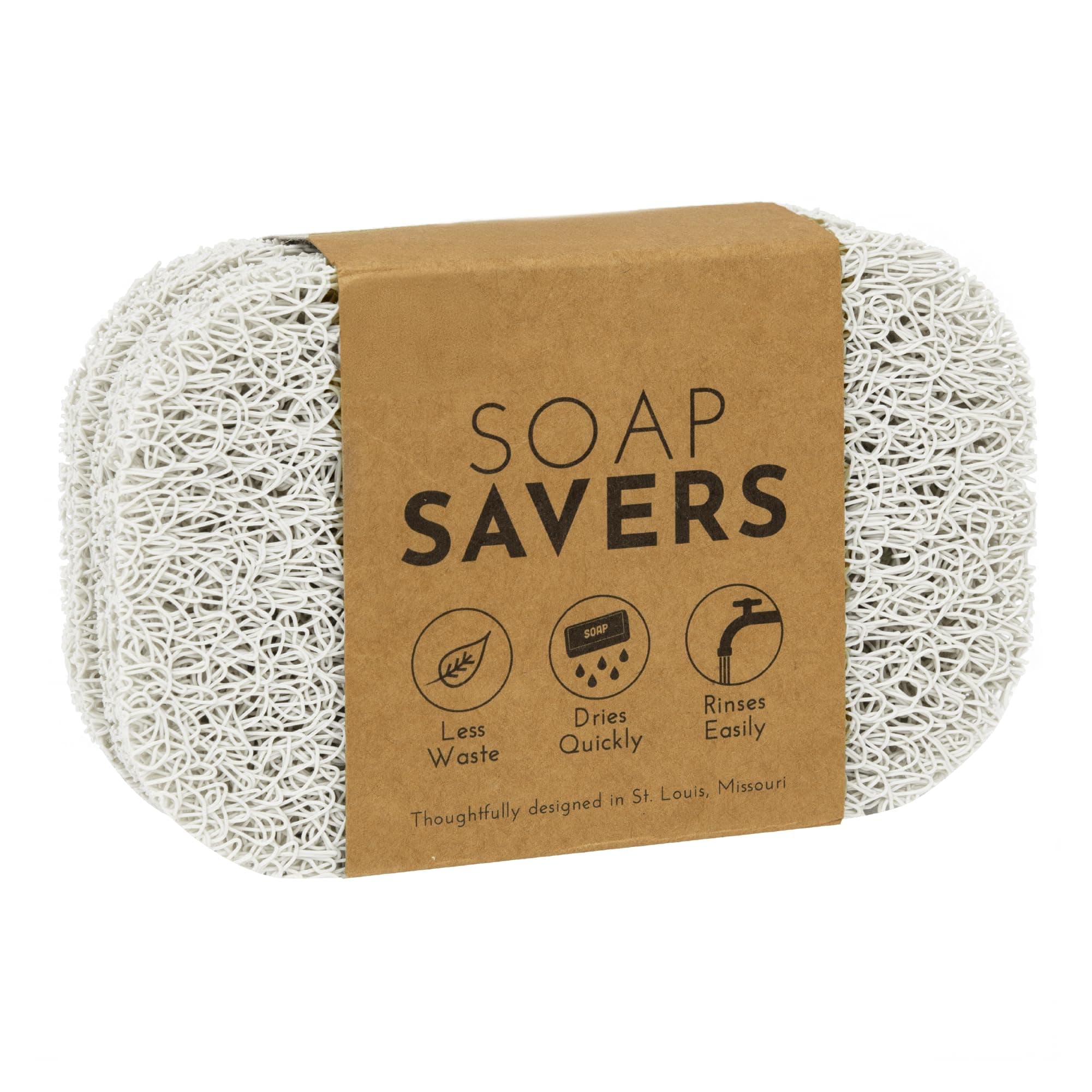 S&T INC. Bar Soap Holder for Kitchen, Bathroom, and Soap Dish, 4 Pack, White, 2.9 inches by 4.4 inches