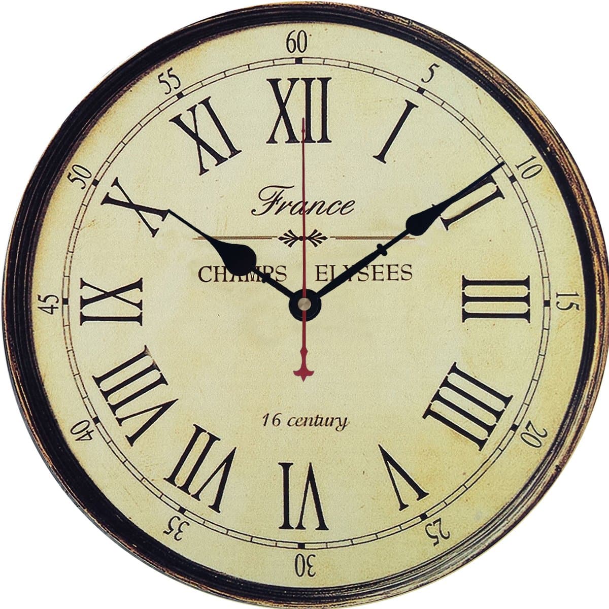 Wall Clock Non Ticking 12 inch Vintage Large Wall Clock Battery Operated Decorative for Bedroom Kitchen Living Room.[No Cover] (12 inch, Champs Elysees)