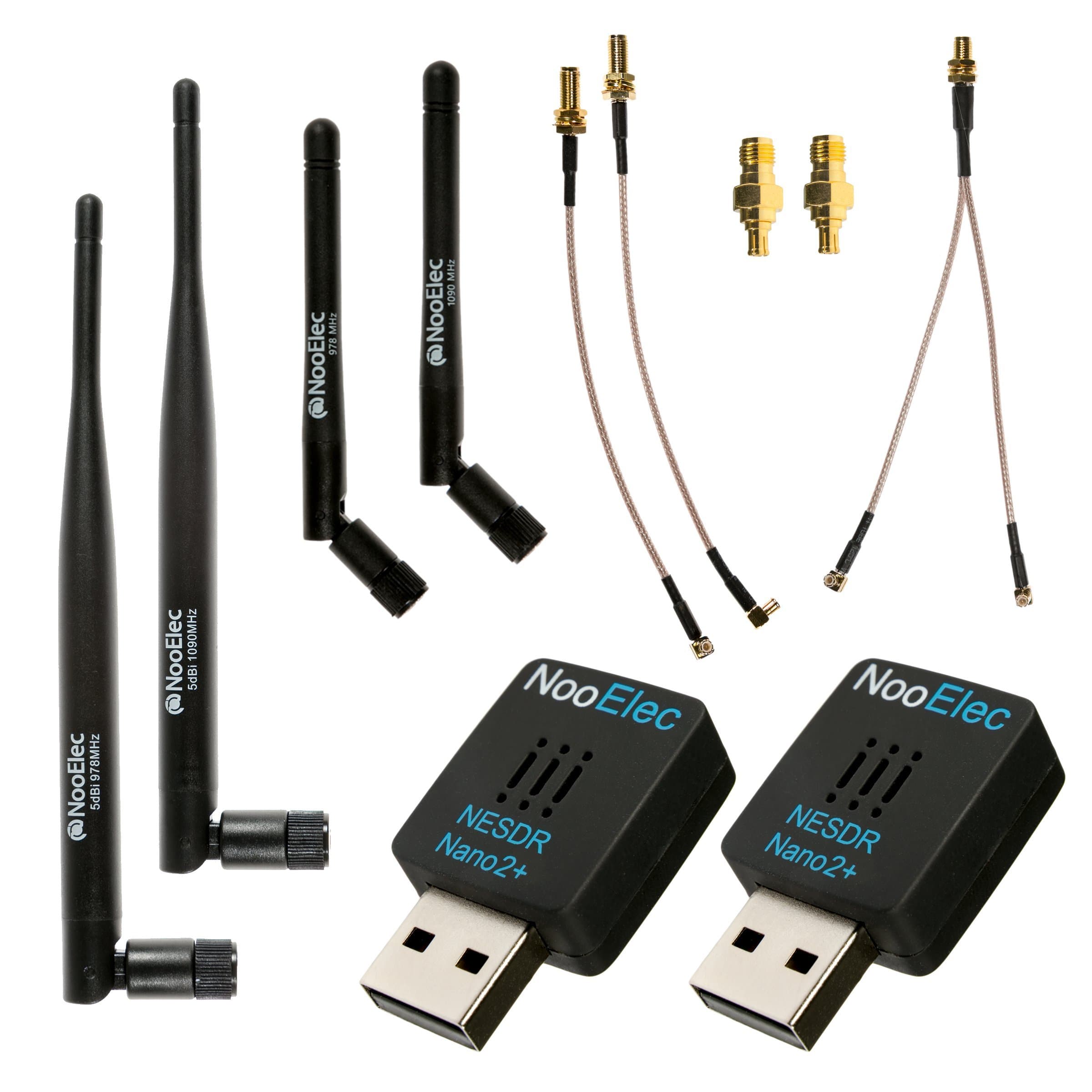 NooElec NESDR Nano 2+ Dual Band ADS-B Bundle for Stratux/Avare/ForeflightAware - Includes 2 SDRs, 4 Antennas, 5 Adapters, Radio Frequency, 25MHz-1700MHz