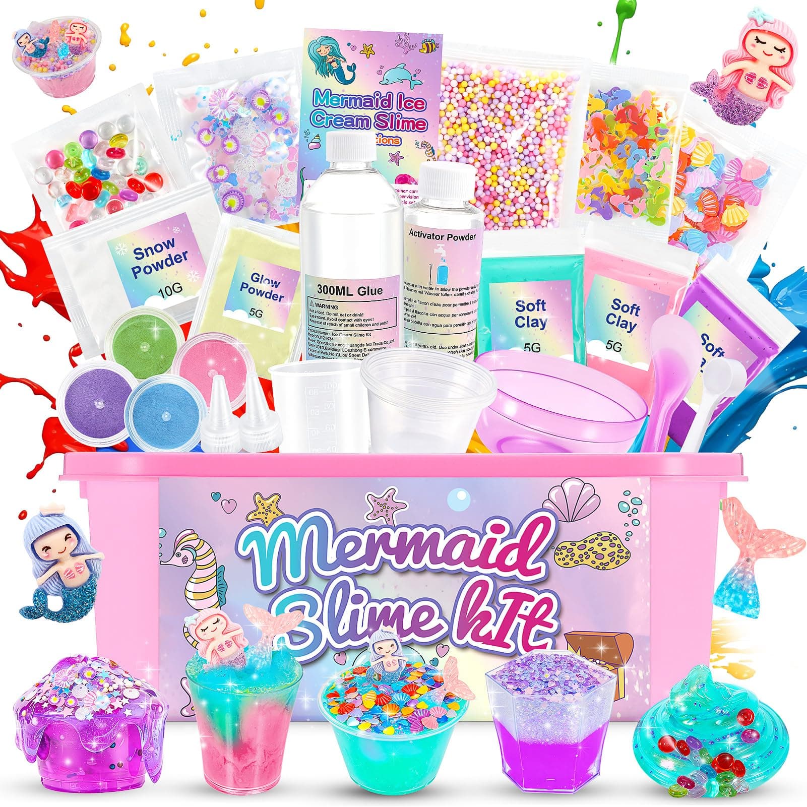 Slime Kit, 6 7 8 9 10 11 Year Old Girl Gifts Slime Making Kit for Girls Toys for 6-12 Year Old Boys Girl Craft Kits for Kids Age 6-12 for Kids Make Your Own Ice Cream Slime Set