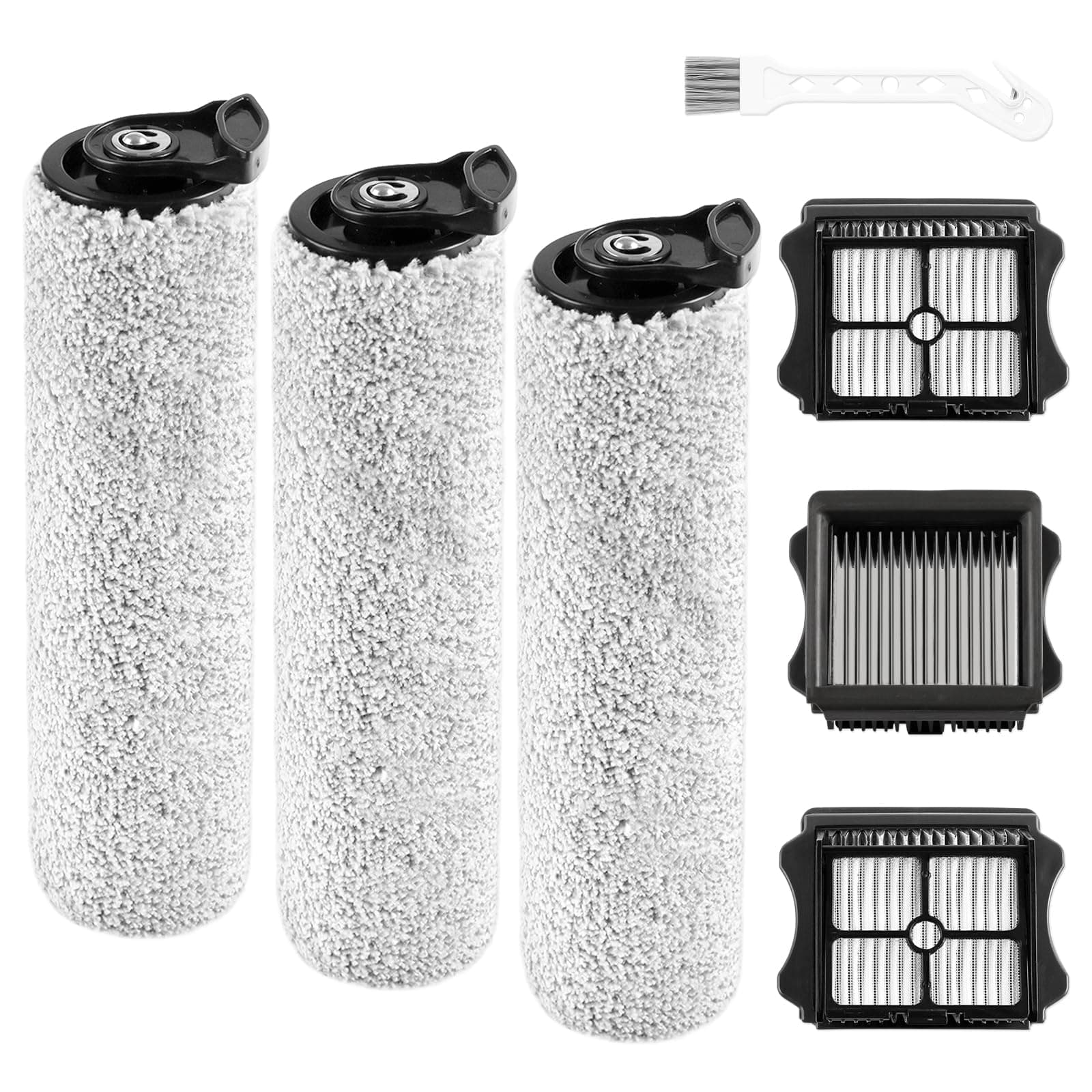 iFloor 3 Replacement Brush Rollers and HEPA Filter Kits Compatible with Tineco iFloor 3 and Floor One S3 Cordless Wet Dry Vacuum Cleaner Replacement Parts Accessories Kit,3 Brush Rollers & 3 Filters