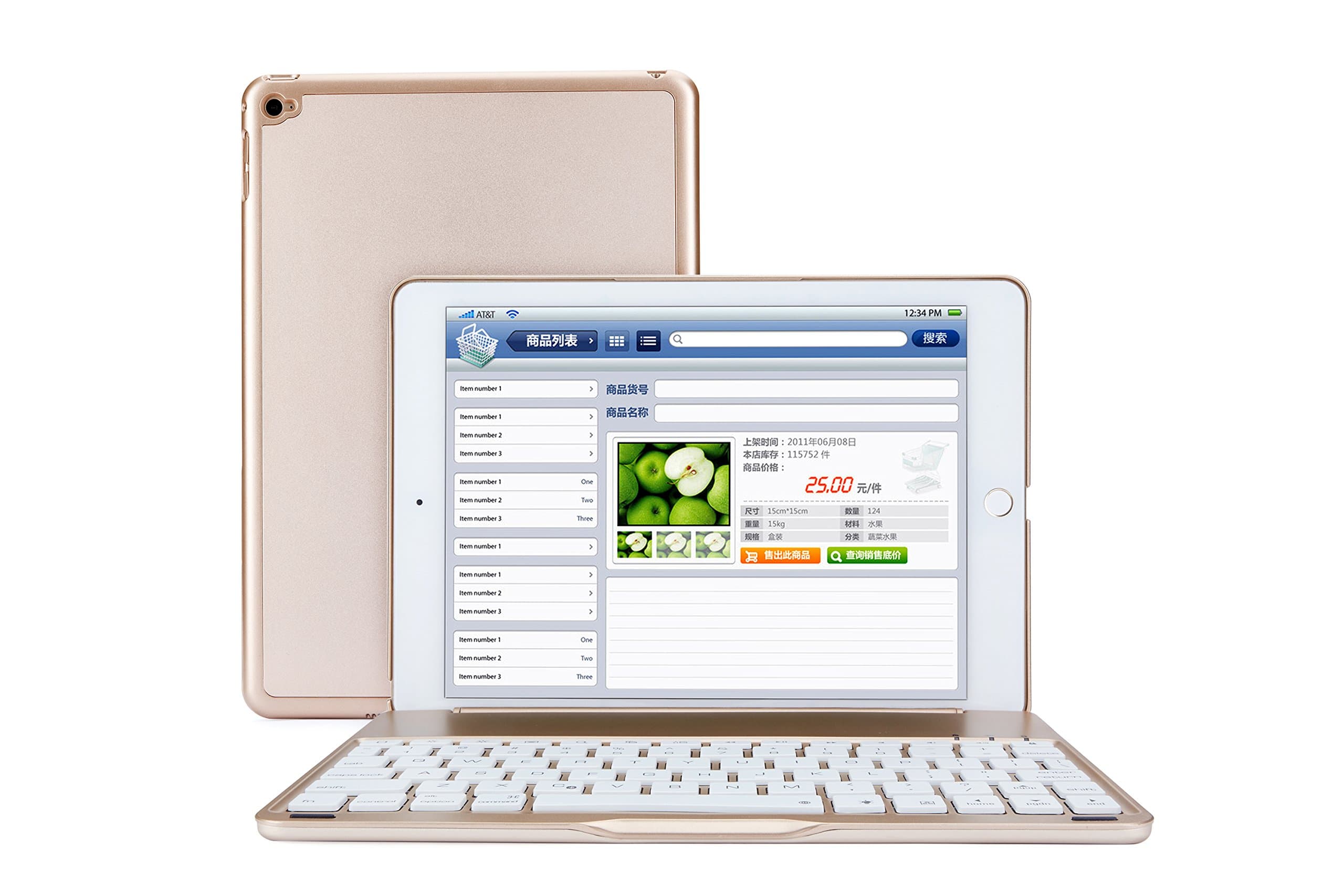 XINSTAR iPad Air 2 Case With LED 7 Colors Backlight Aluminum Wireless Bluetooth Keyboard Folio Case Flip Cover for Apple iPad Air 2 (6th Generation)