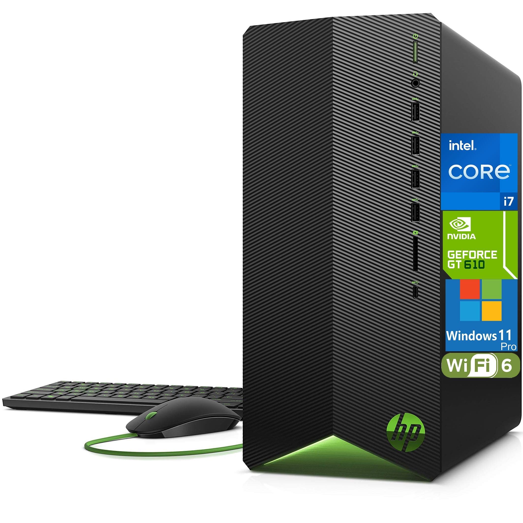 HP Pavilion Tower Desktop Computer, Intel 8-Core i7-11700F up to 4.9GHz, 64GB DDR4 RAM, 4TB PCIe SSD, GeForce GT 610 2GB, WiFi 6, Bluetooth, Type-C, RJ-45, HDMI, Windows 11 Pro, WE/PGPY