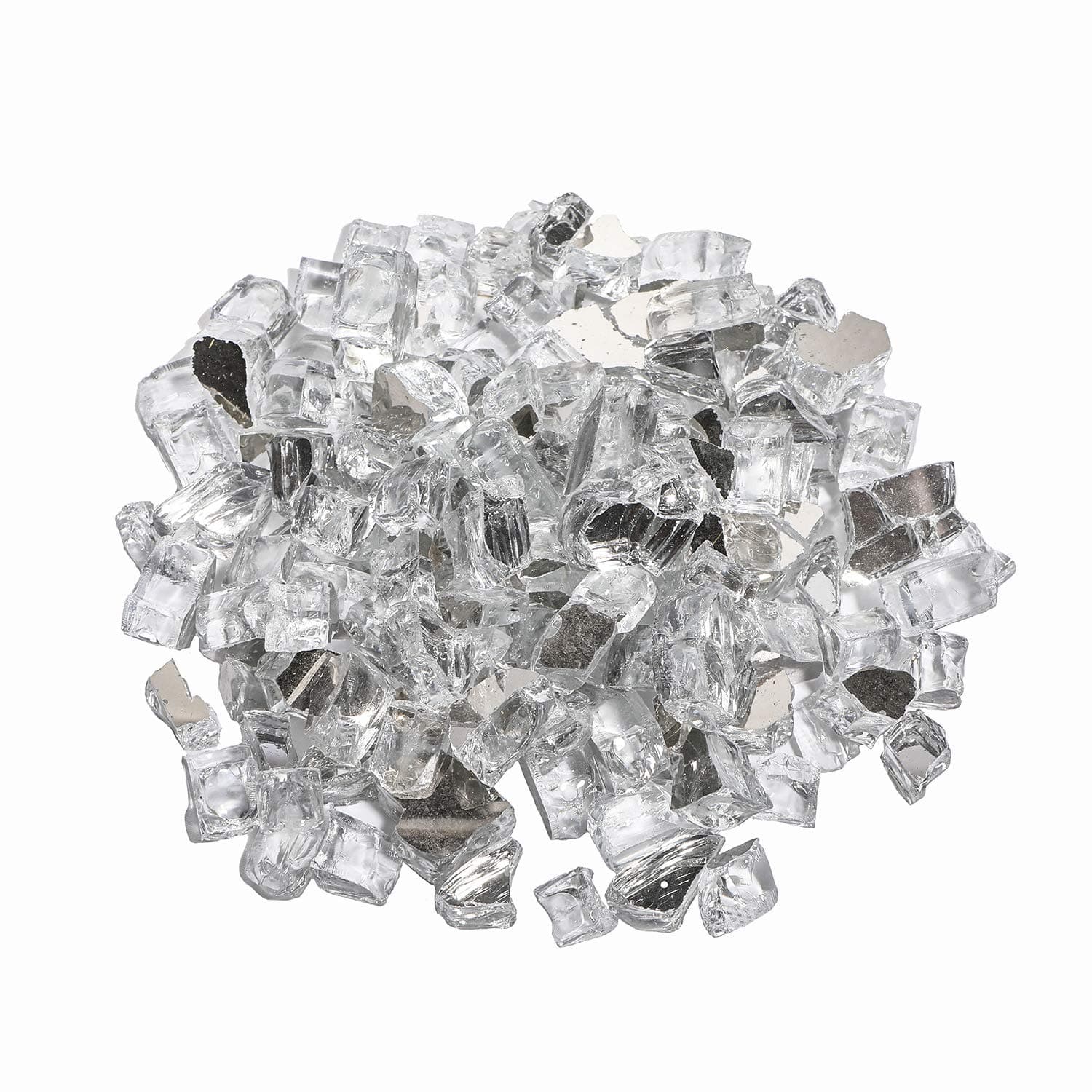 COSIEST Fire Glass 10-Pound Oblate for Fireplace Fire Pit, Temperature Rating Glass (Transparent Gray)