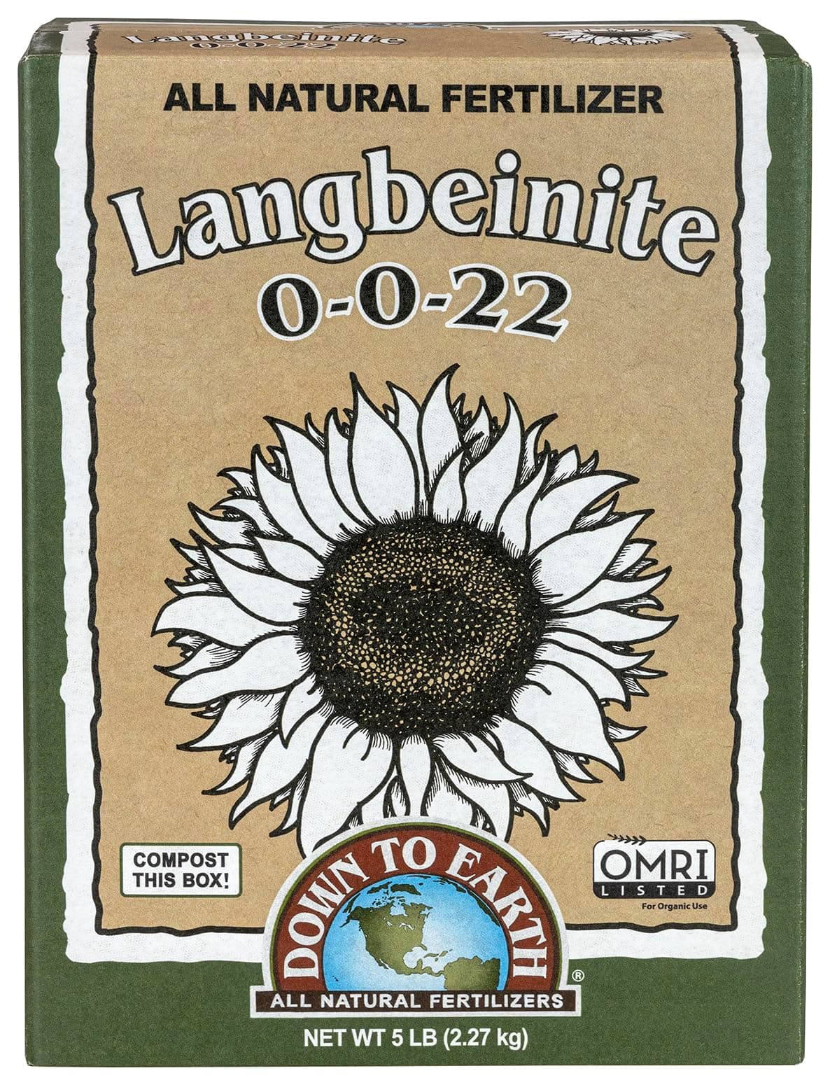 Down to Earth Organic Langbeinite Fertilizer Mix 0-0-22, 5 lb