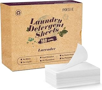 Poesie Laundry Detergent Sheets Lavender Scent 160 Count Soap Sheets Non-Plastic Hypoallergenic Portable Liquidless HE Washing Detergent Strips for Save Place Traveling No Waste