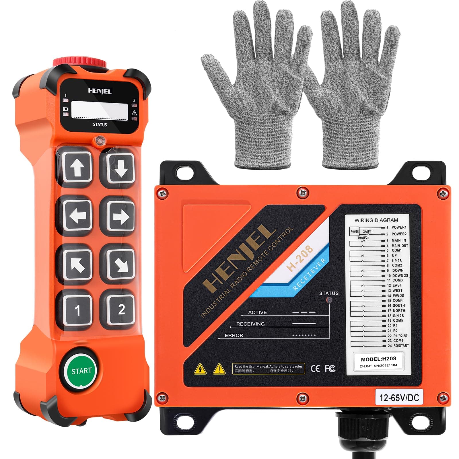 2 Dual Speed 12-65V 8 Channel Industrial Wireless Crane Remote Control for Ov...