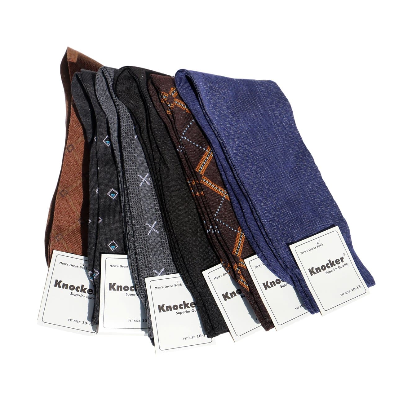 Knocker Super Quality Men's dress Mixed Color and Pattern 12 Pairs Socks