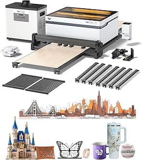 WECREATVision 20W Laser Engraver for Tumblers, with 137" Auto Pass Through Feeder, 2W Switchable Laser Module, AirGuard Pro Fume Extractor, Laser Engraver Machine for Wood Leather Acrylic Leather