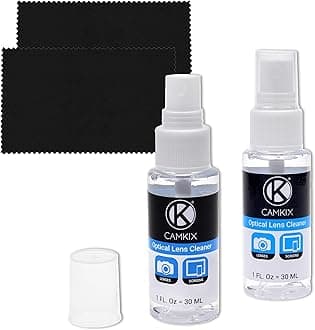 Camkix Lens and Screen Cleaning Kit - 2x cleaning spray 2x microfiber cloth - Perfect to clean the lens of your DSLR and compatible with your GoPro camera, smartphone, tablet, notebook, etc