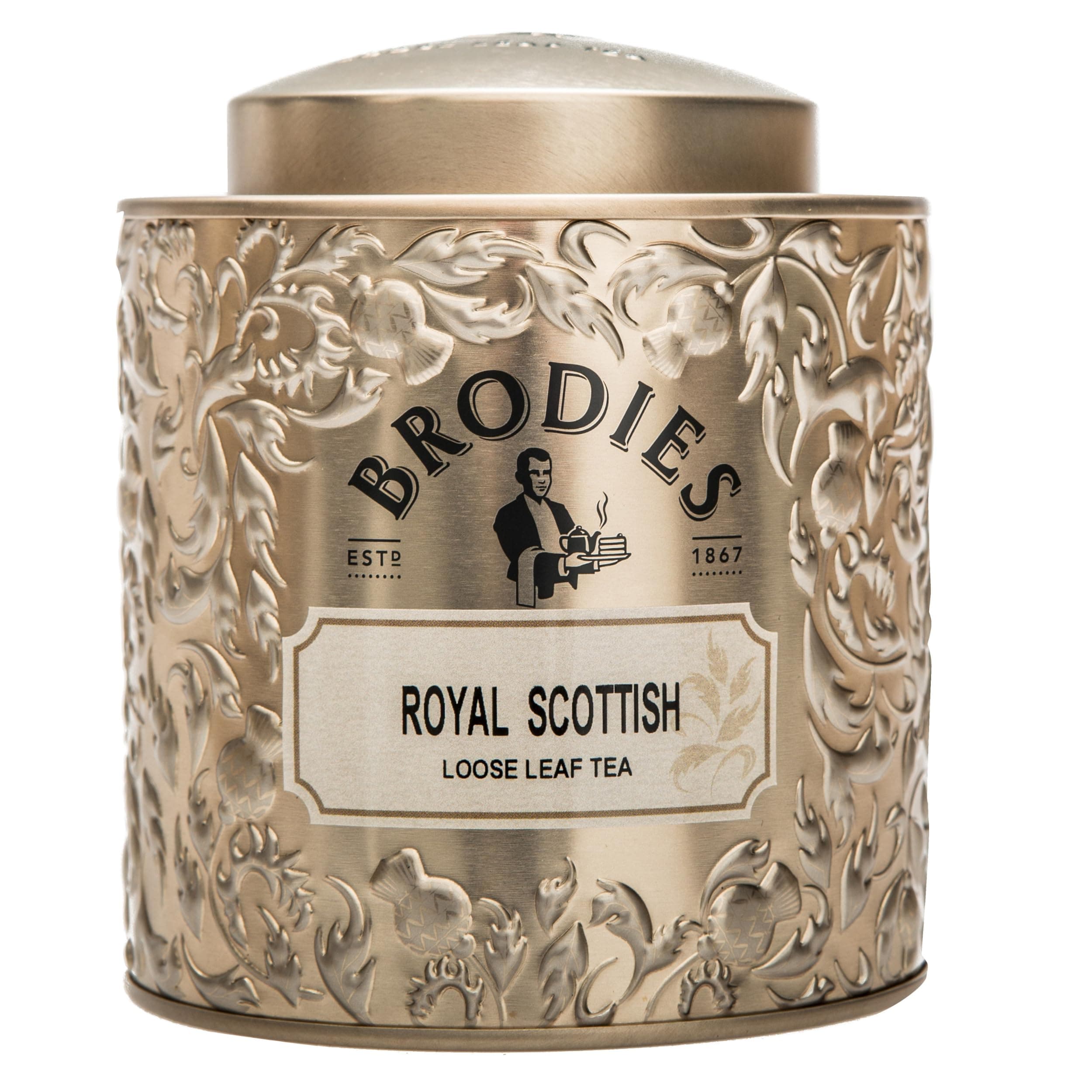 Brodies Tea, Royal Scottish Tea, Loose Leaf Black Tea Caddy Gift Tin Imported from Scotland, 3.5 Ounce (Pack of 1)