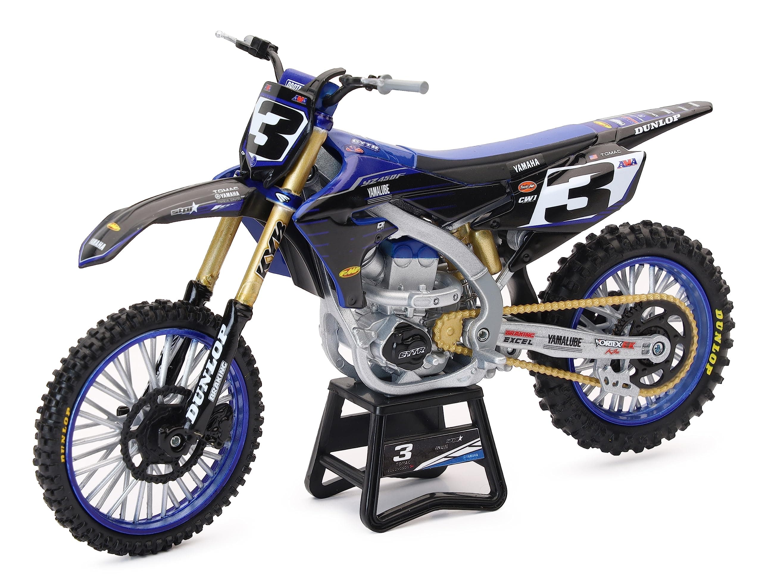 NewRay Yamaha YZF 450 Star Racing E. Tomac No.3 Motorcycle, Metal, Blue, 1/12