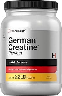 Horbäach German Creatine Powder 1000g | Creapure Monohydrate Powder | Vegetarian, Non-GMO, and Gluten Free Supplement | Promotes Strength & Power