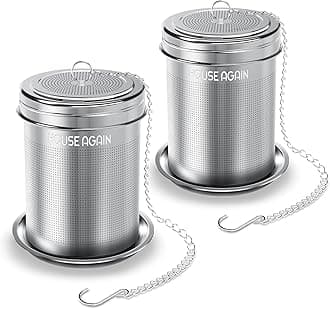 2 Pack Tea Infuser, Extra Fine Mesh Tea Infusers for Loose Tea, 18/8 Stainless Steel Tea Strainer with Extended Chain Hook, Tea Steeper for Brew Tea, Spices & Seasonings