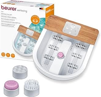 FB65UK Wellness Foot Spa Powerful 8-Level Water Heater Footbath with Premium Touch Screen 3 Pedicure Attachments Relaxing Bubble andVibration Massage Ambient Lighting with 6 Light Effects