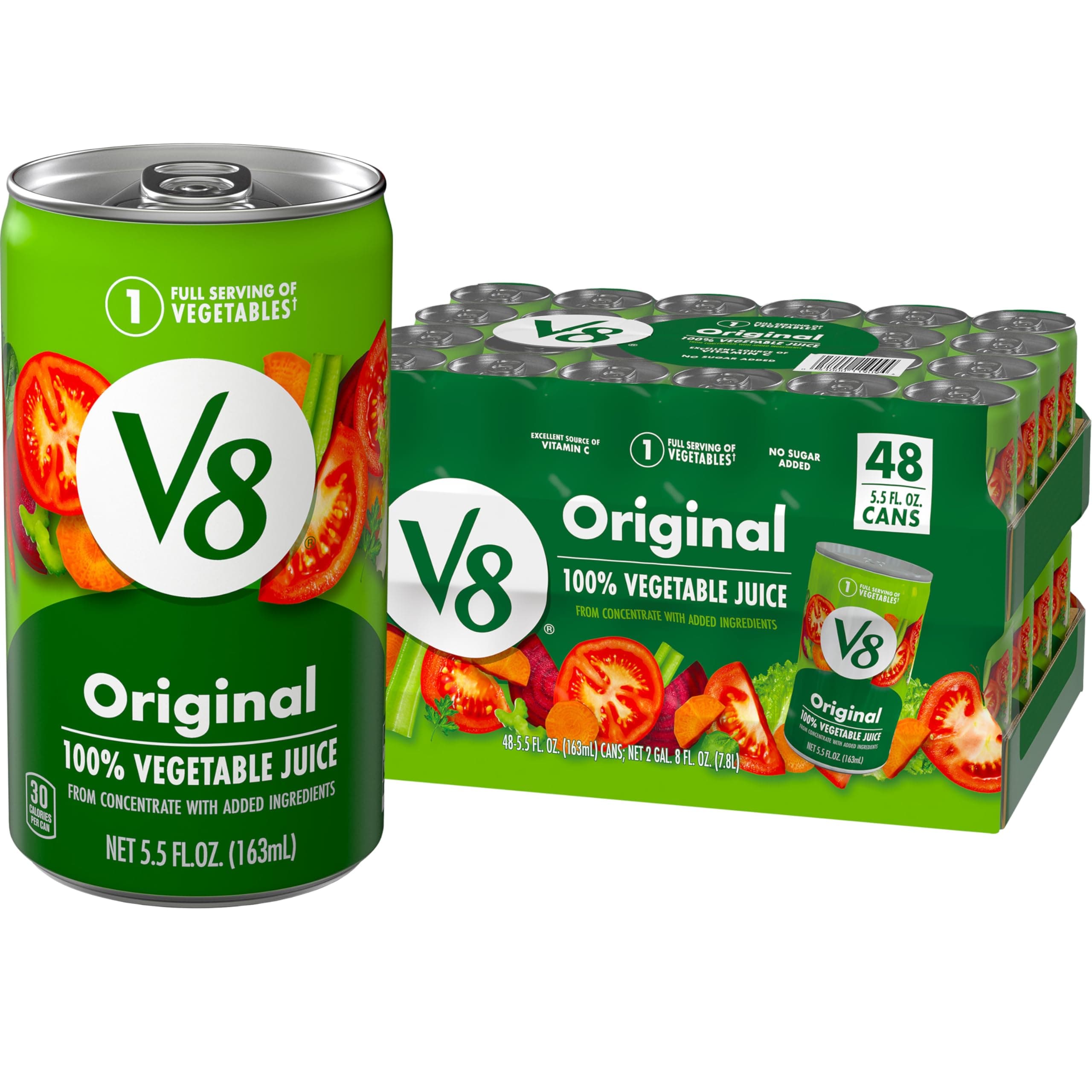 V8 Original 100% Vegetable Juice, 5.5 fl oz Can (48 Pack)