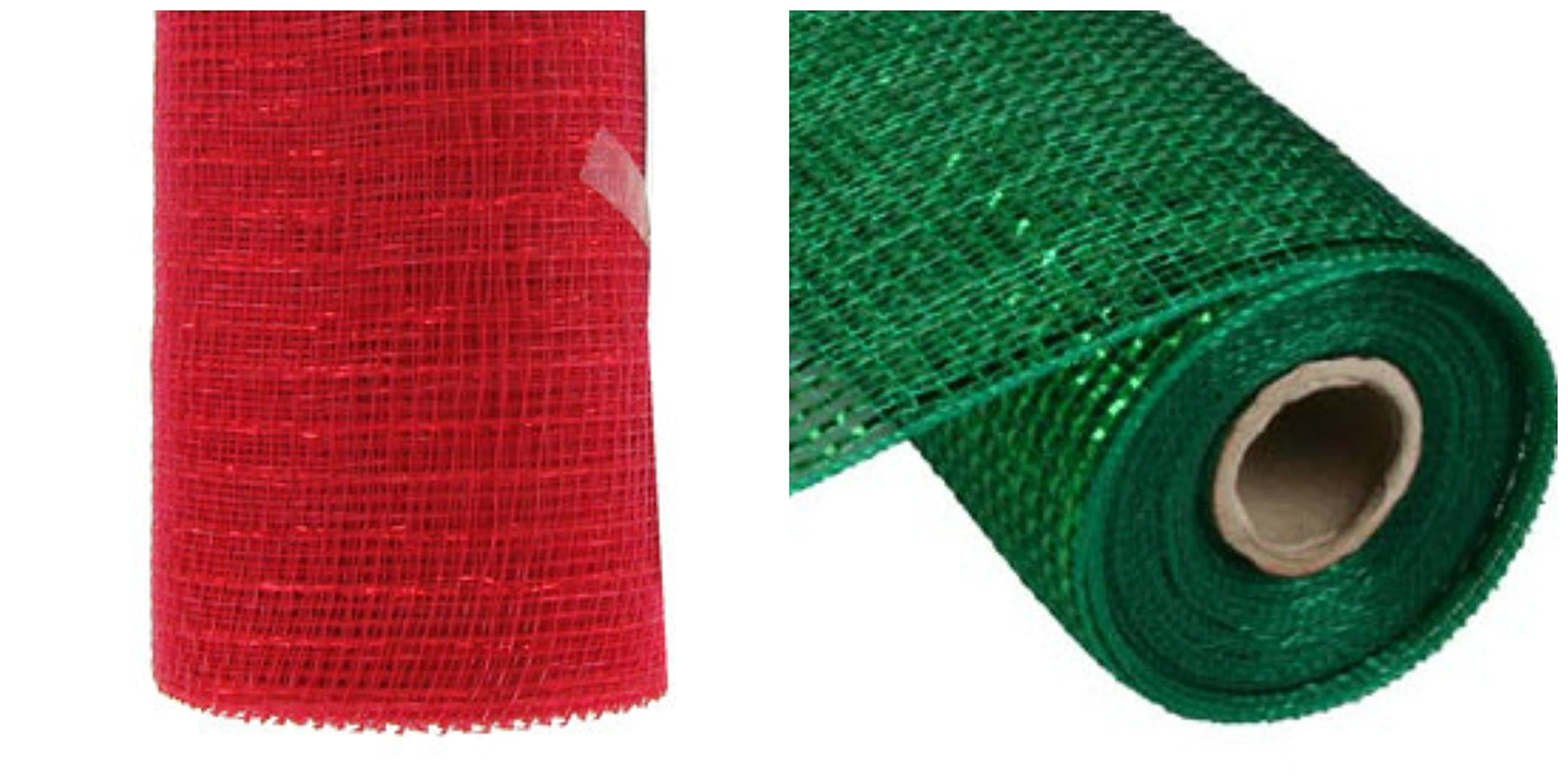 Red & Green Deco Mesh Ribbon Rolls Combo - 5.5" x 30 Ft Each