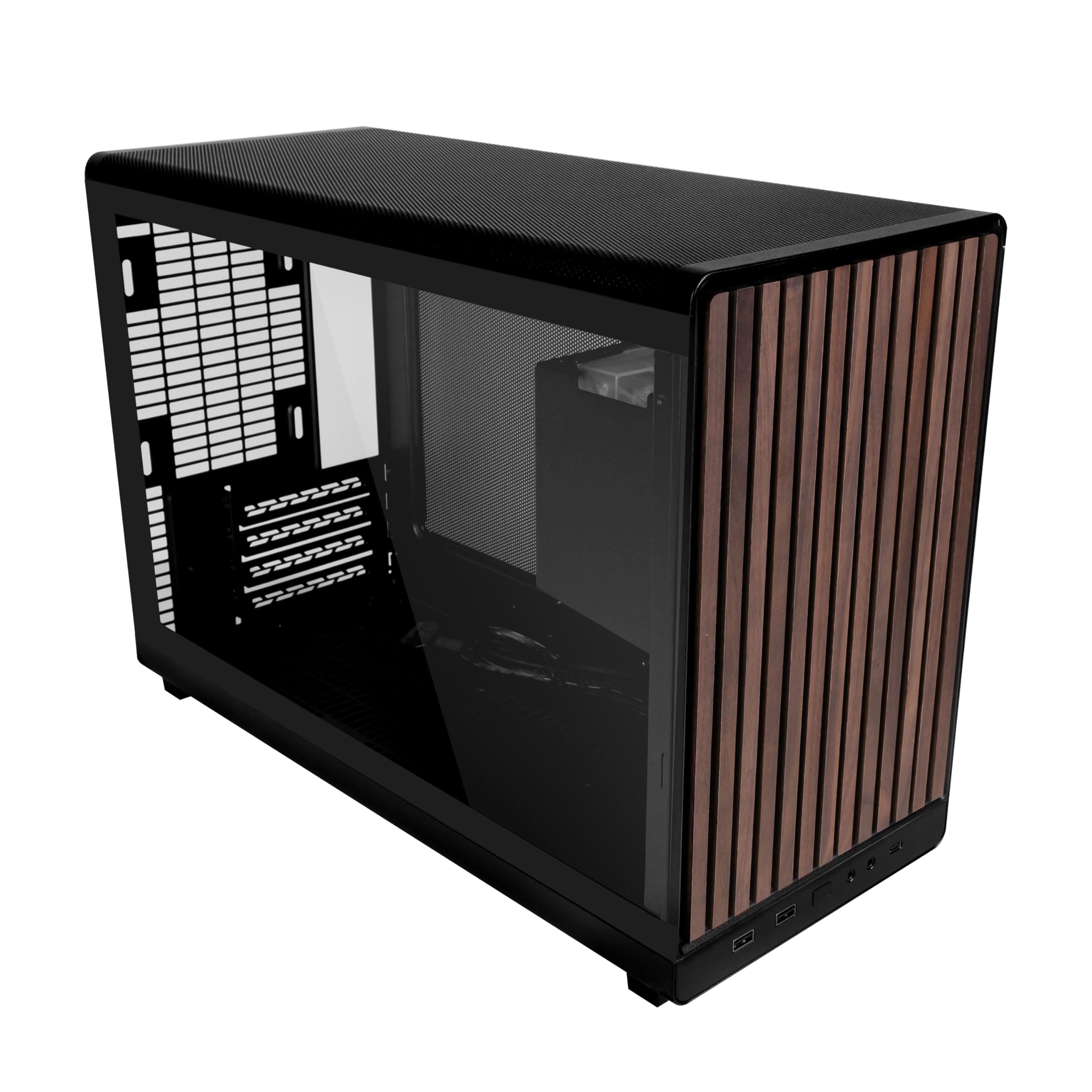 Lian Li A3-mATX PC Case - Glass Edition - Micro ATX Case - Supports 360mm AIO Cooler & 415mm GPU - Wood Front Panel & Side Tempered Glass Panel - No Fans Included - Black (A3X-WDG)