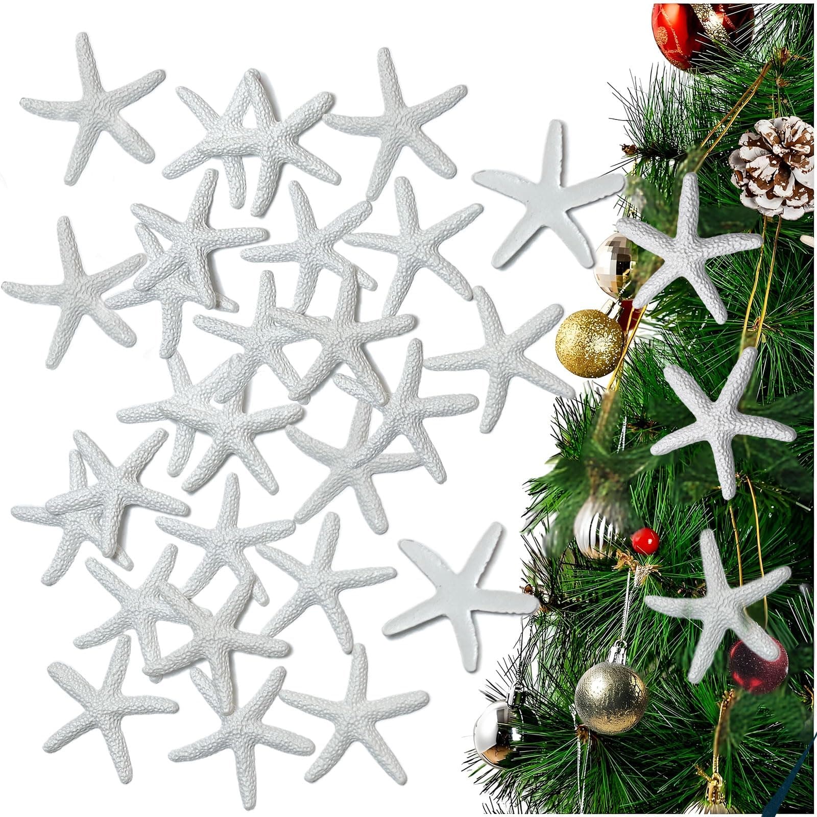 DECORY Non-Toxic Starfish, White Finger Starfish, Artificial Starfish Décor for Wedding, Party, Home.(25 Pieces)
