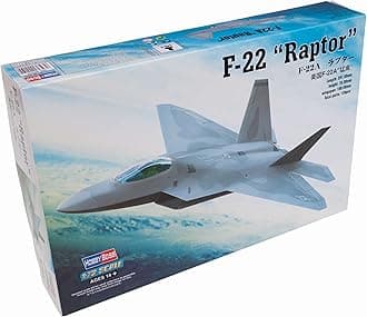 Hobby Boss Plastic F-22 Raptor Jet Fighter Airplane Model Building Kit, Grey