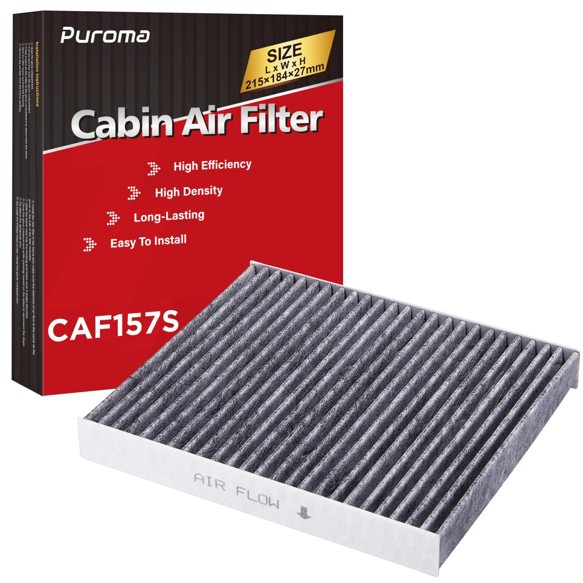Puroma 1 Pack Cabin Air Filter with Activated Carbon, Replacement for CP157, CF12157, Select Lexus, Mazda, Subaru and Toyota Avalon, Camry, Corolla, Highlander, Prius, RAV4, Sienna, Venza