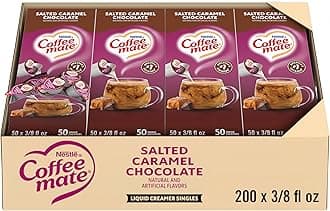 Nestle Coffee mate Coffee Creamer, Salted Caramel Chocolate, Liquid Creamer Singles, Non Dairy, No Refrigeration, 0.375 fl oz Tubs (Pack of 200)