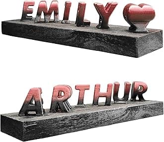 Personalized 3D Flip Name / 3D Name Art Personalized Gift for Husband Wife Boyfriend Girlfriend, Anniversary, Birthday, Couple Name (Black & Red)
