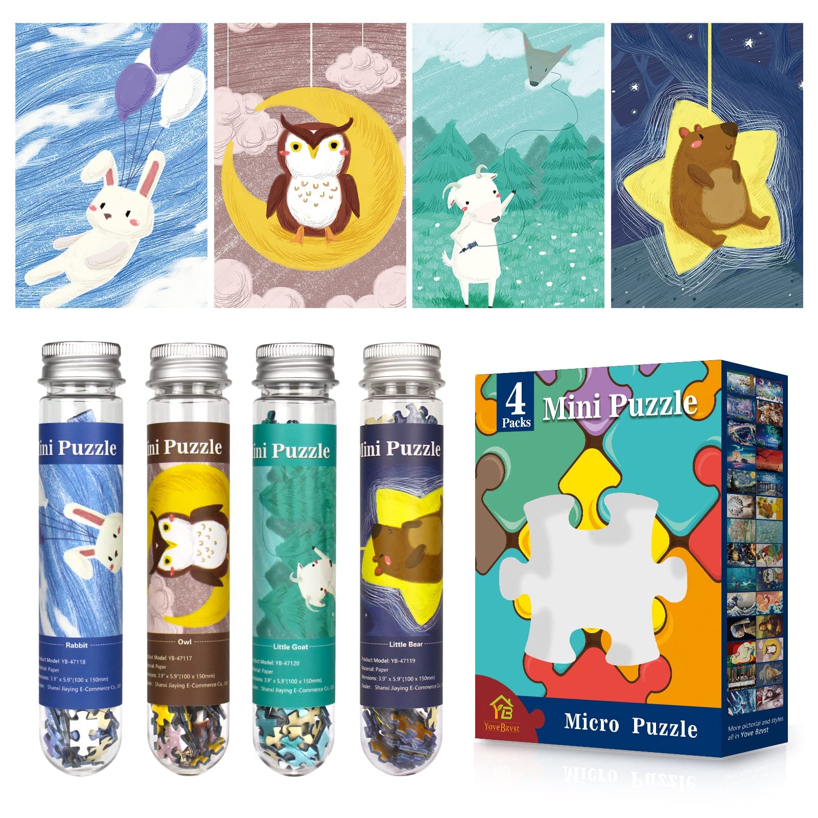 Mini Jigsaw Puzzles for Adults - 150 Piece (4 Pack) Small, Challenging Micro Puzzles - Home Decor Entertainment - 6x4in (15 x 10cm)