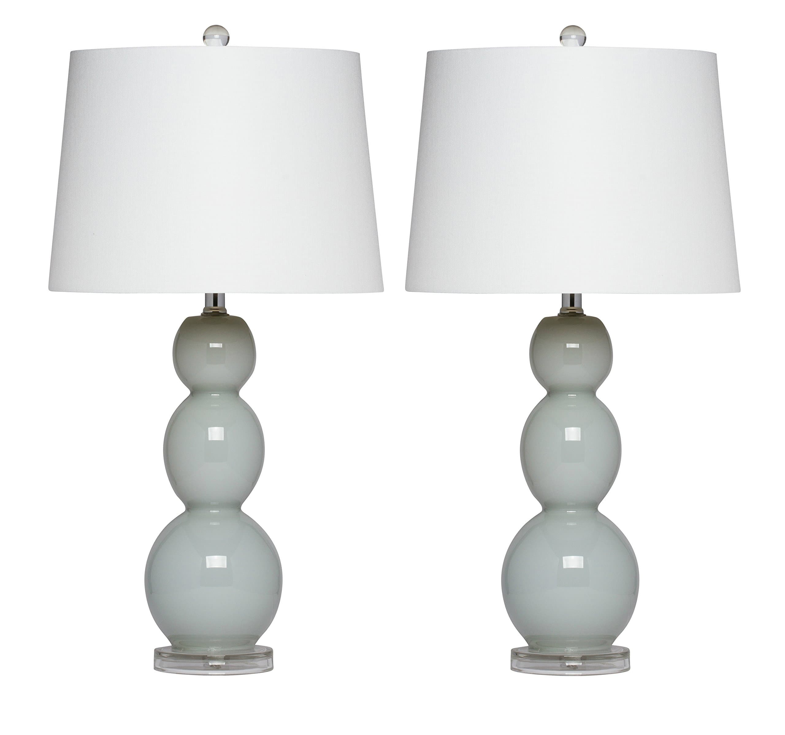 Bellacina Modern Light Grey Glass Table Lamp, Set of 2, 27" x 14" x 14", 601-26WH