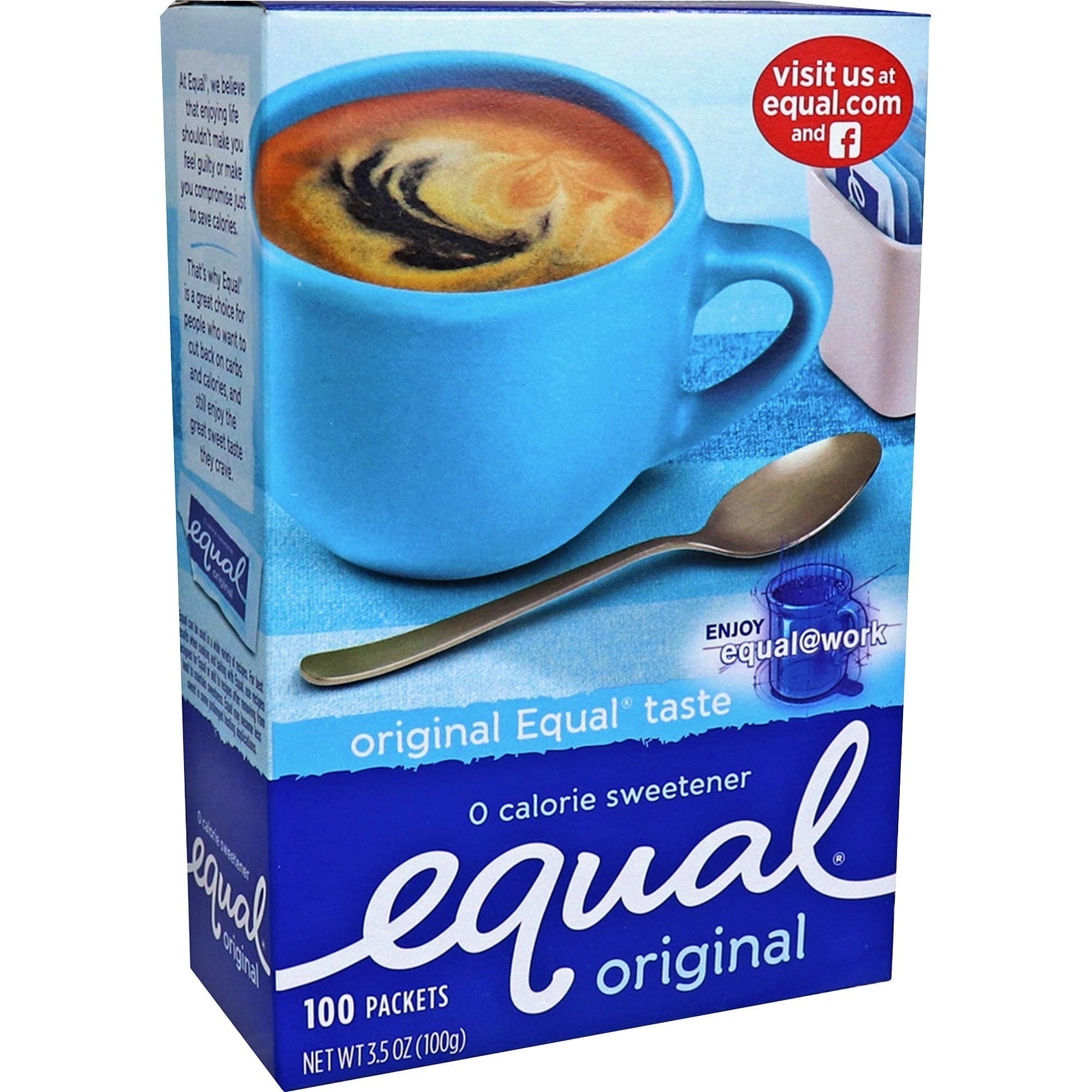 Equal MRINUT810931 Sugar Substitute Artificial Sweetener, 100 Packets/Box